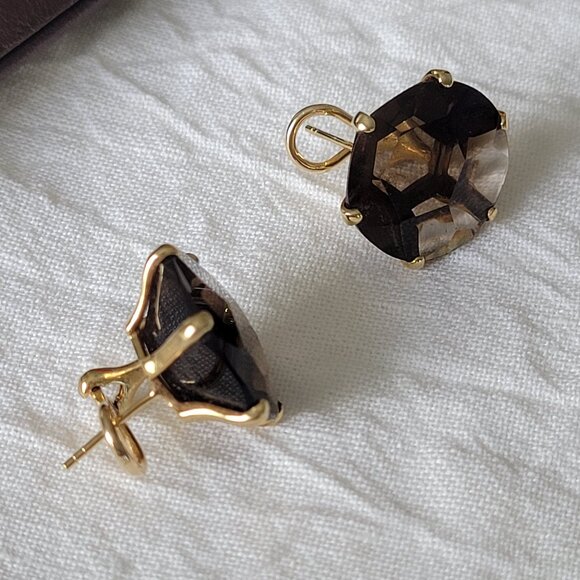Rare IPPOLITA 18K Yellow Gold Rock Candy Gemma Pierced Earrings ~ Smokey Quartz - Picture 2 of 12
